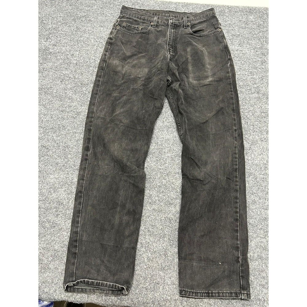 Polo Jeans Co Jeans Mens Size 32 Black Straight Leg Vintage Faded Denim Rip